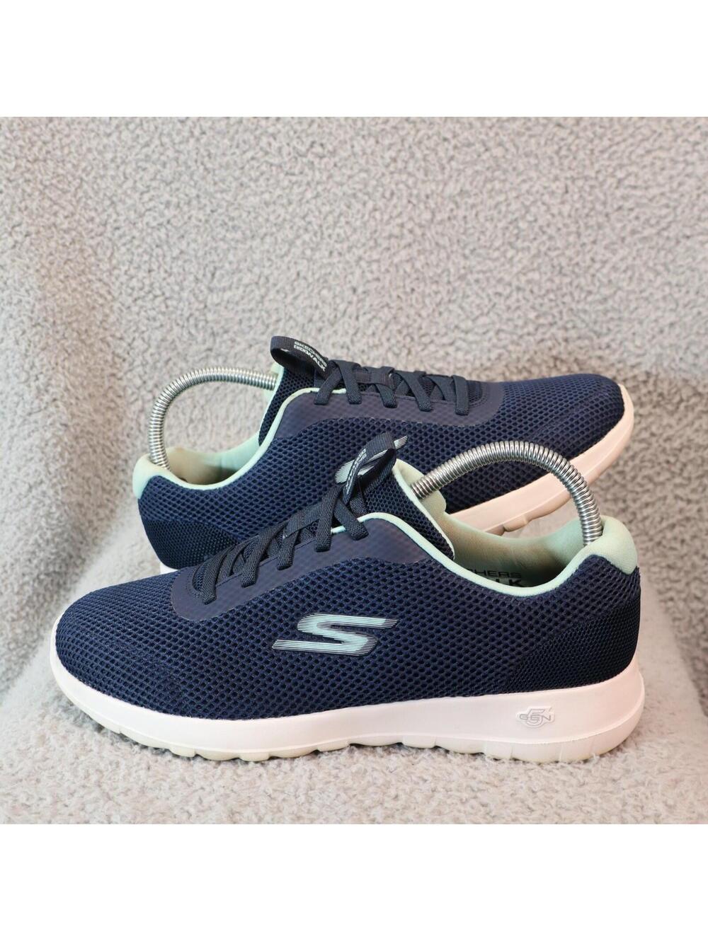 Skechers GOwalk Joy Ecstatic Navy Blue Women Sz 9 Wide VGUC
